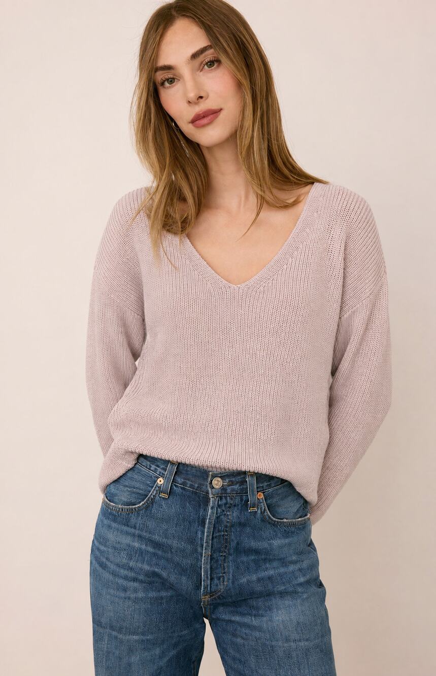 Gentle Fawn Tucker Light Pink V-Neck Sweater Medium